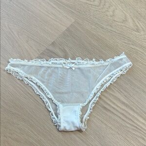 Sheer Ruffled Bikini Panty in Ivory